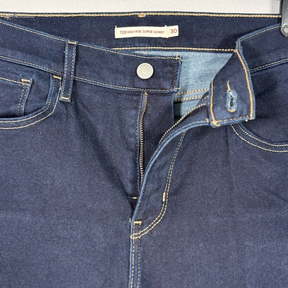 Levi's Womens 720 High Rise Super Skinny Jeans Size 30 Dark Wash Denim - Picture 3 of 6